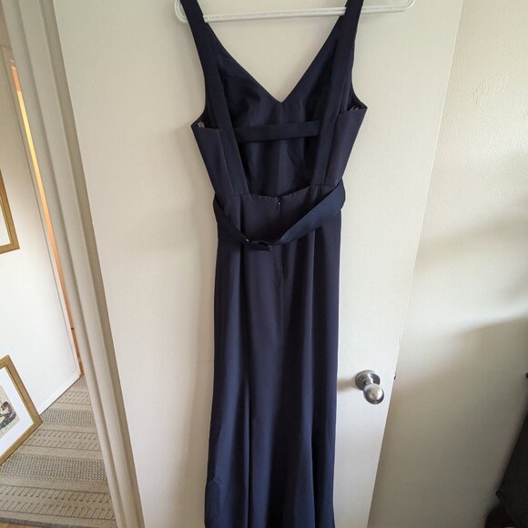 Vera Wang WHITE label midnight blue maxi gown formal bridesmaid dress size 0 - Picture 3 of 4